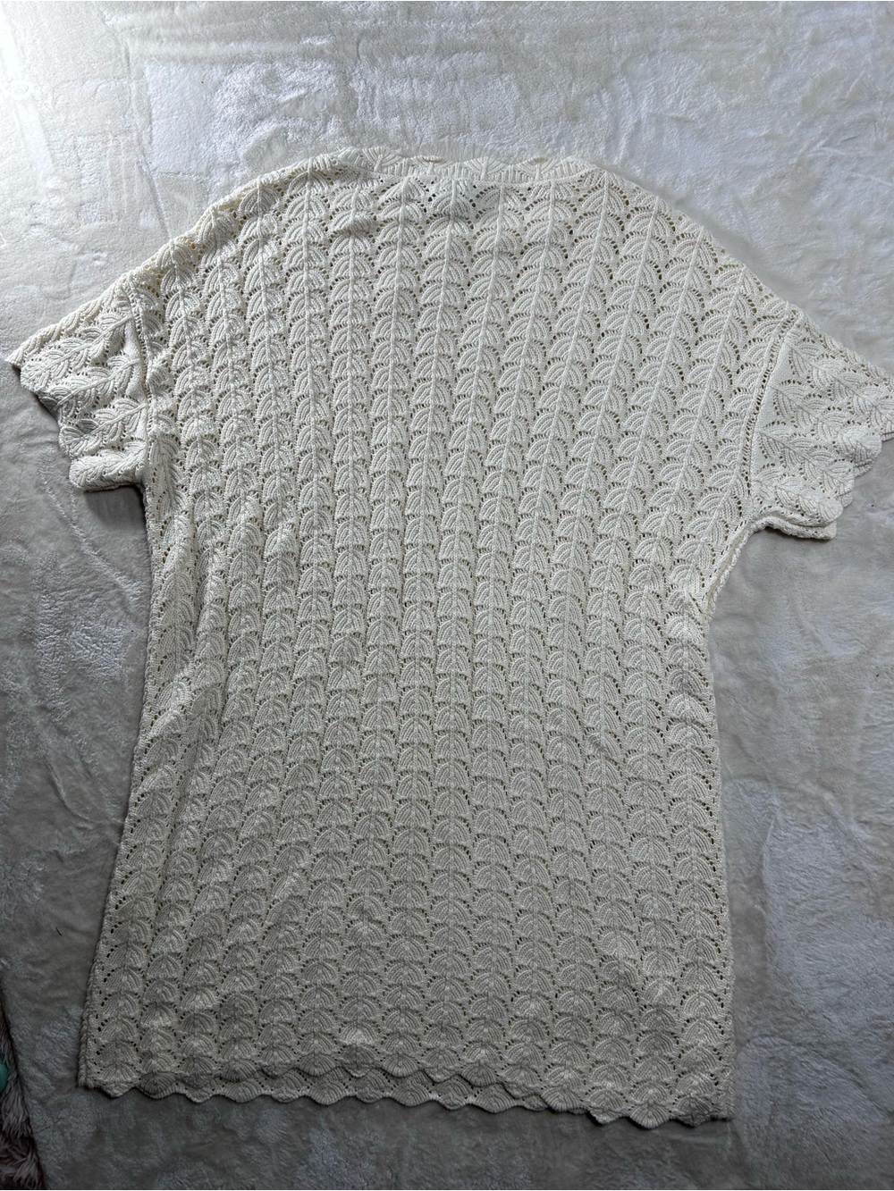NWT XL Women's Short Sleeve Pointelle Mini Crochet Dress - A New Day, Off-White - Picture 7 of 9